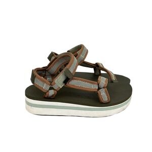 Teva Midform Universal Sandals Brown Olive Green Platform Strappy Women Size 9